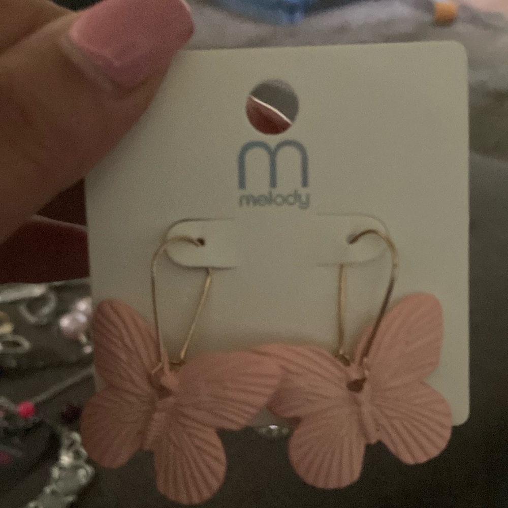 Melody Pink Butterfly Earrings